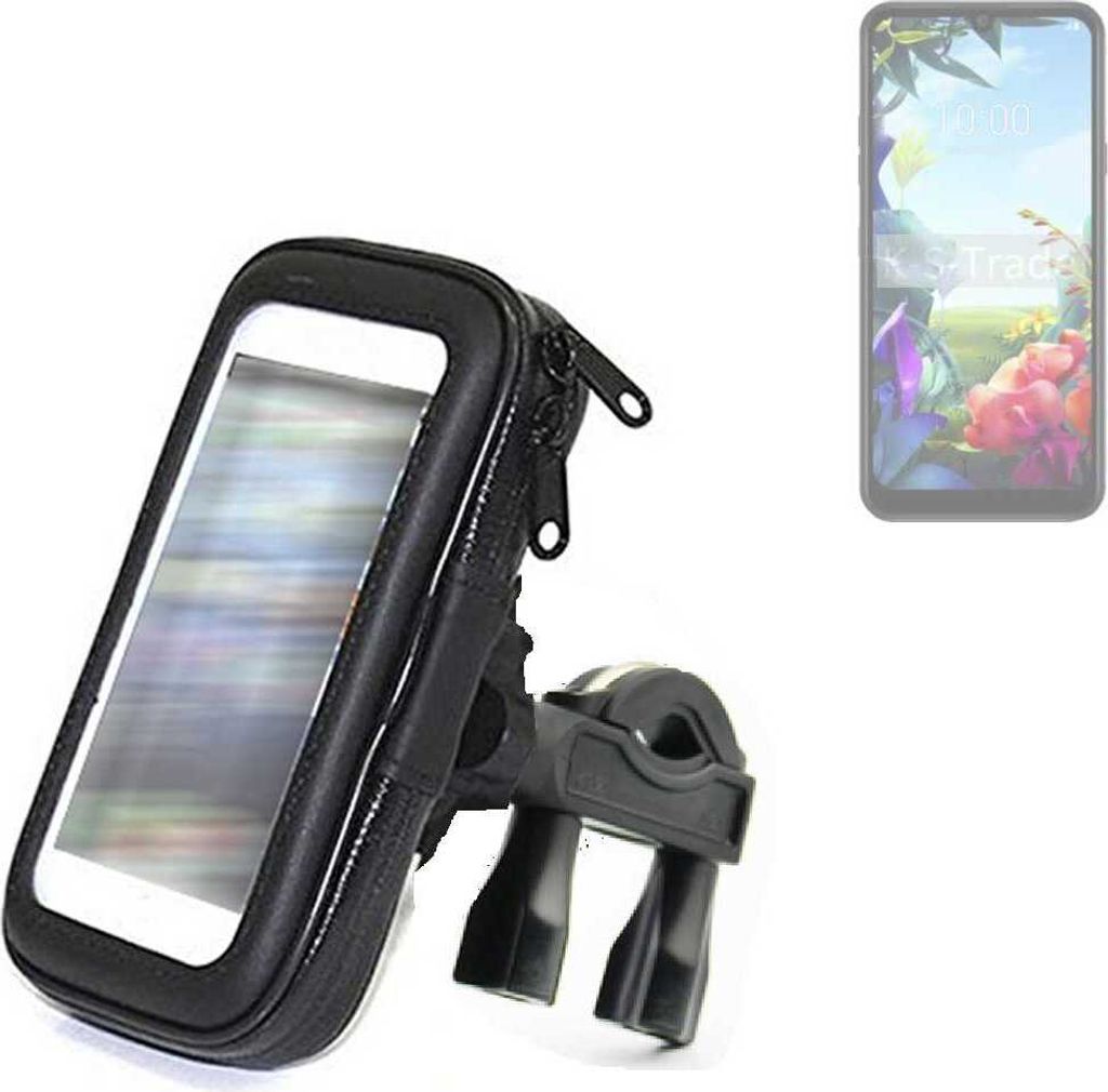 K-S-Trade Fahrrad-Halterung kompatibel mit LG Electronics K40S Handy-Halterung Halter Lenkstange Fahrradhalterung Motorrad Bike Mount Wasserabweisend