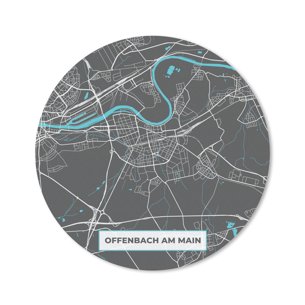 MuchoWow Mauspad Mousepad Karte - Stadtplan - Offenbach am Main - Deutschland - Blau 20x20 cm - Mousepads - Maus Mat - Pad - Mausunterlage - Schr...