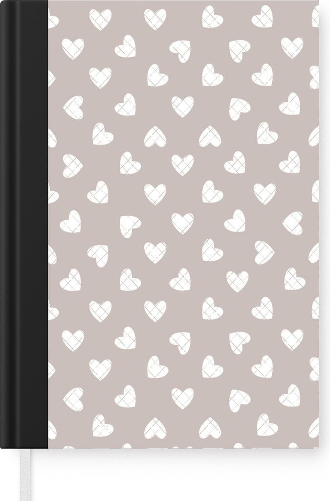 MuchoWow Notizbuch Tagebuch Haushaltsbuch Notebook A5 Design - Linie - Muster - Herz - Grau - Notizblock - Notizheft - Notebook - Schreibblock - ...