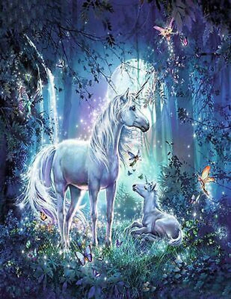 50x40 cm Malen nach zahlen Set mit Holzrahmen Einhorn im Produktbild 