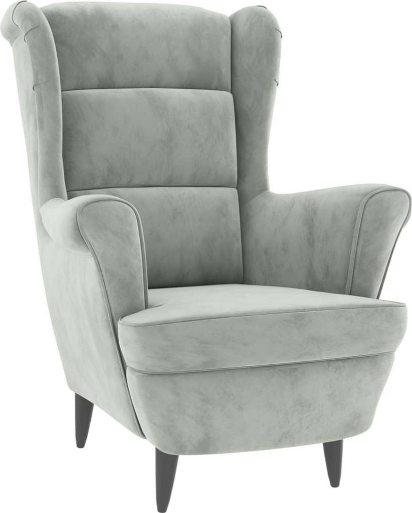 vidaXL Křeslo Wing Chair s taburetem Light Grey Velvet Obrázek produktu 2