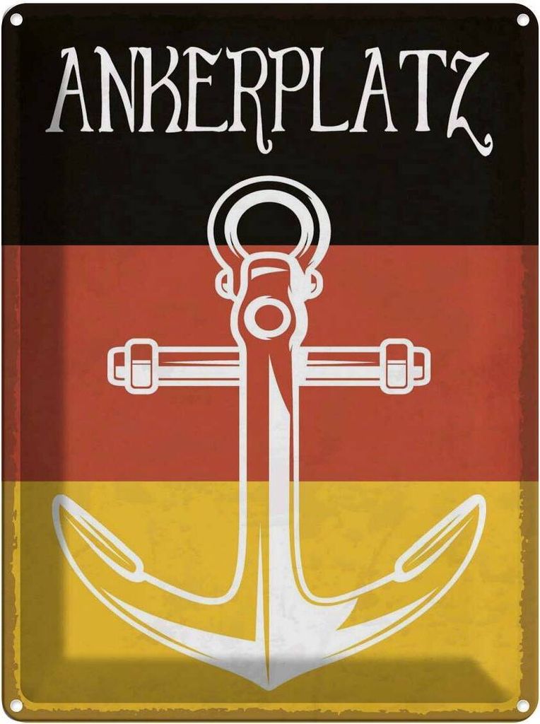 vianmo Blechschild 40x30 cm Deutscher Ankerplatz Schiff See Deutschland