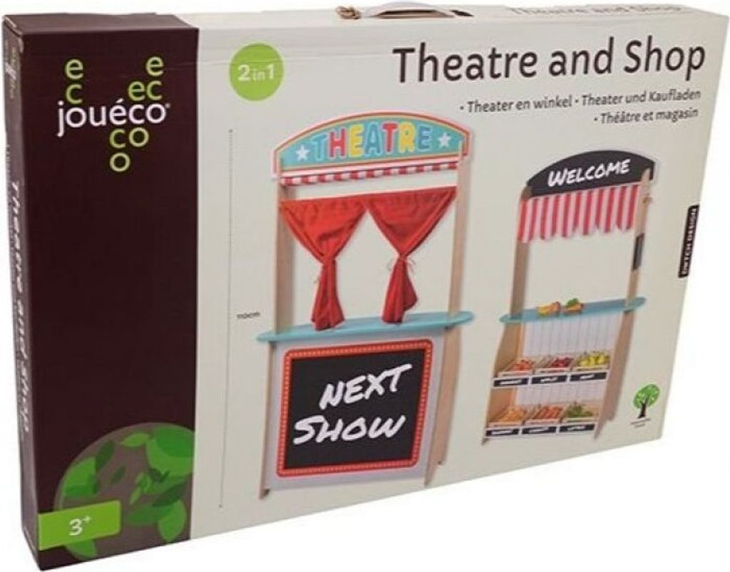 Drewniany teatr i sklep 2w1 36m+ Zdjęcie produktu 