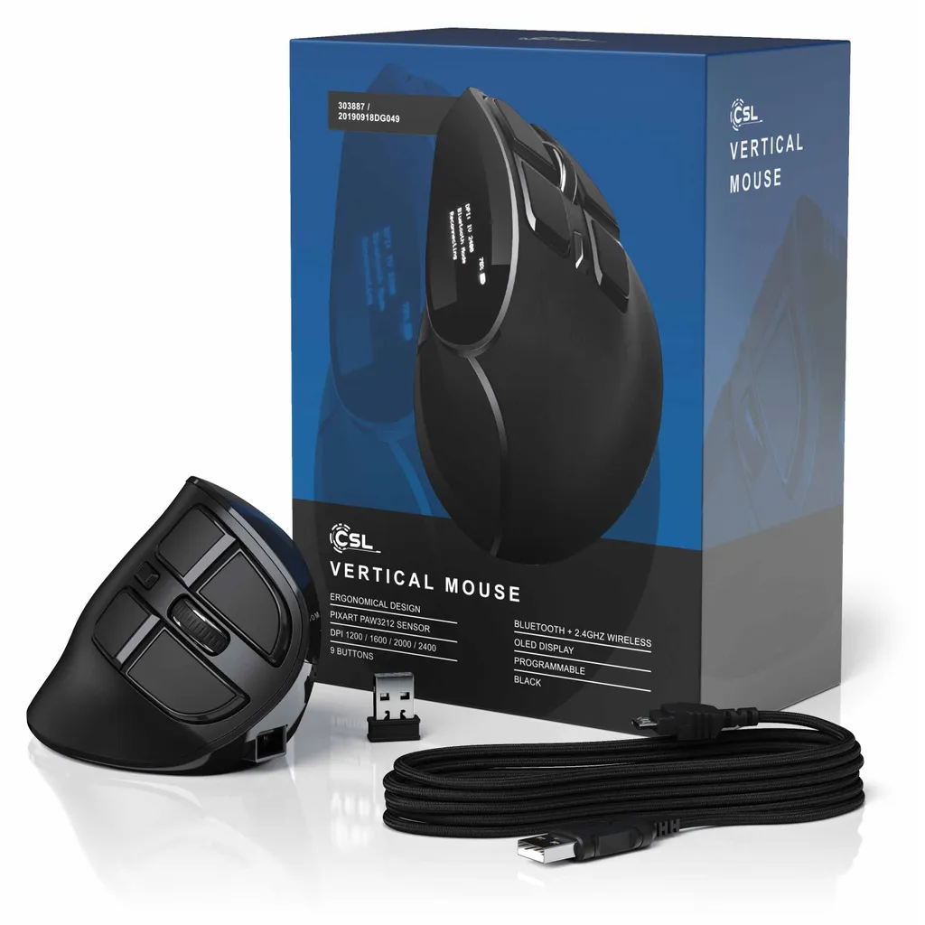 Souris optique verticale CSL avec DPI réglable et Bluetooth - 7