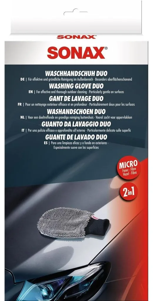 Gant SONAX Duo bi-matière haute absorption pour lavage auto sans rayure