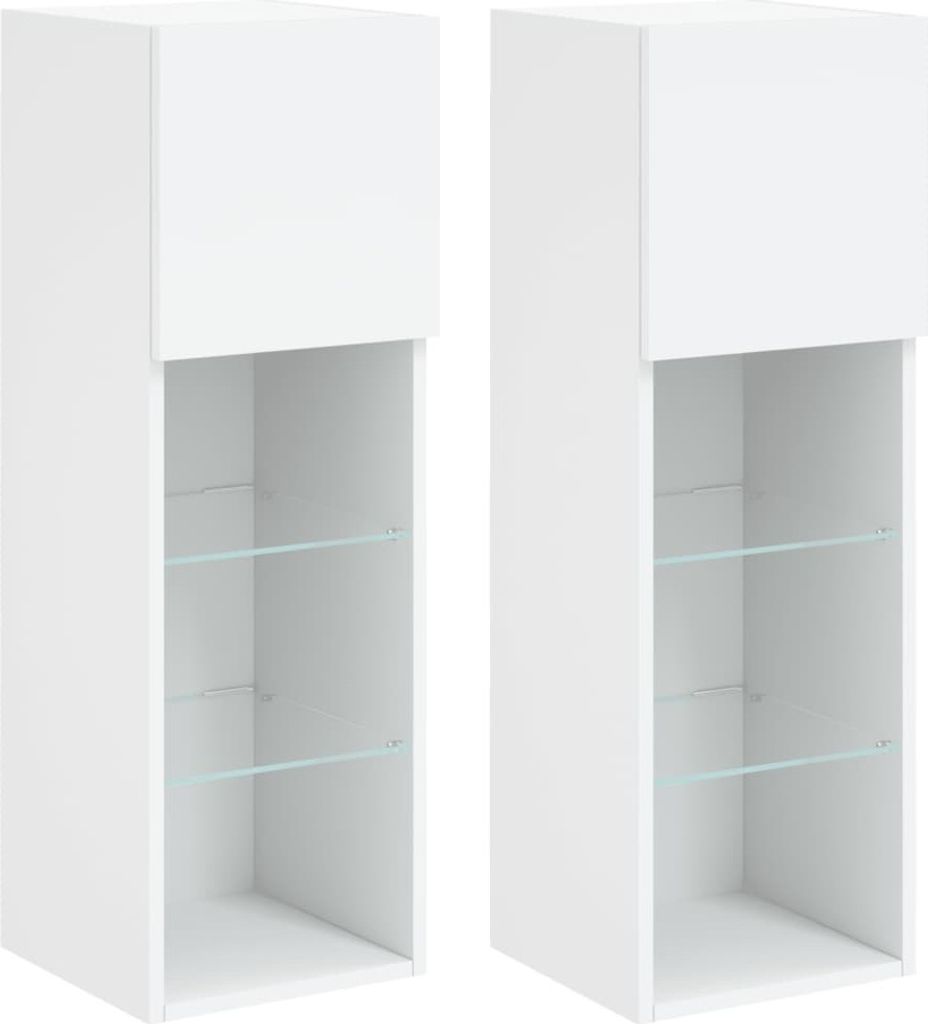 TV-Schränke mit LED-Leuchten 2 Stk. Weiß 30,5x30x90 cm