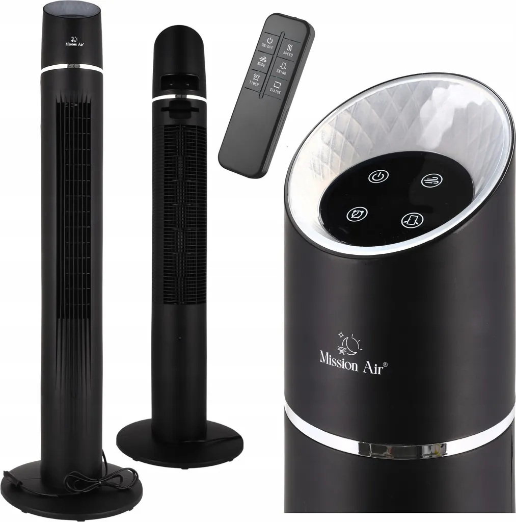 Ventilateur colonne TOWER FAN XL Black - Puissant ventilateur noir design