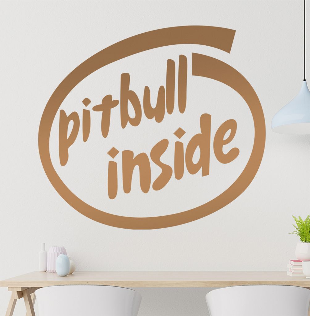 pitbull inside Wandtattoo in 6 Größen - Wandaufkleber Wall Sticker - Dekoration, Küche, Wohnzimmer, Schlafzimmer, Badezimmer