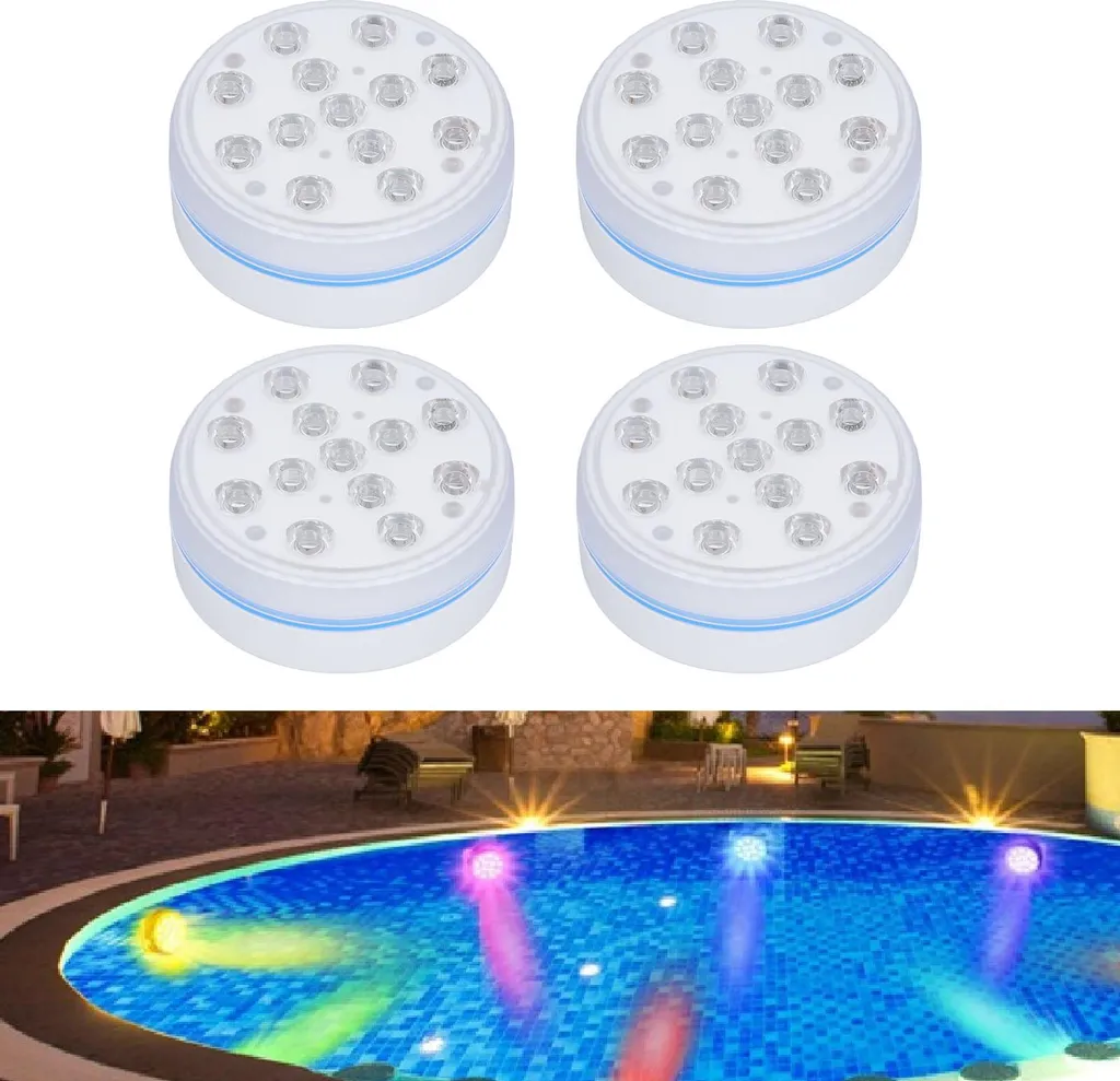 4 Projecteurs LED Piscine IP68 avec Télécommande et Ventouses Aimantées - 3