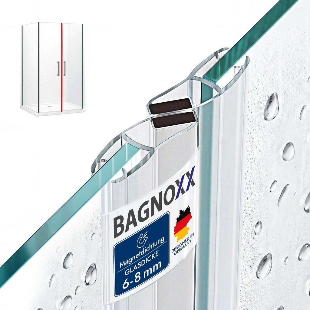 Bagnoxx 2x 2m Duschdichtung versetzt, Magnet Dichtung für Produktbild 