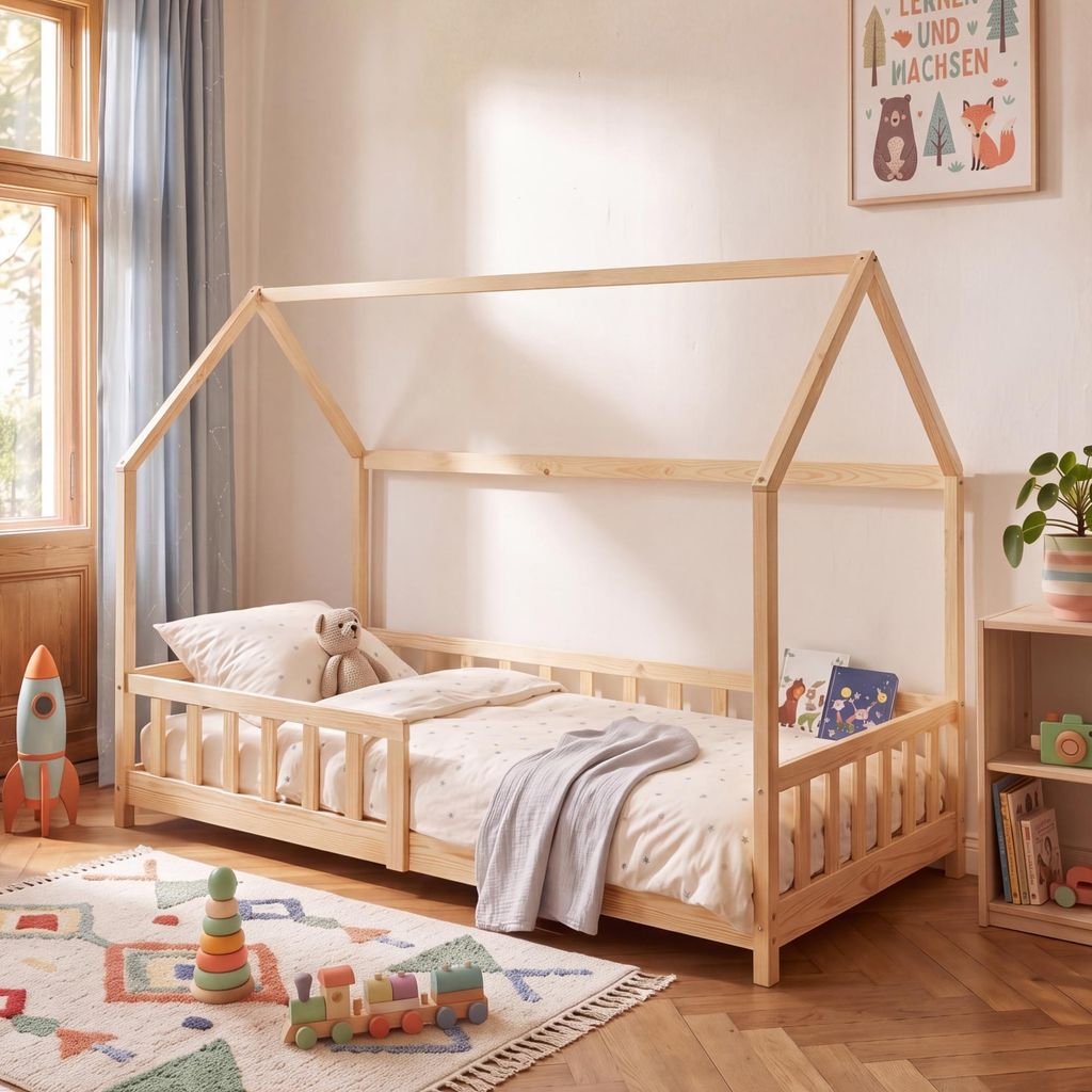 Kinderbed met geïntegreerd valbeveiligingssysteem, model Productafbeelding 