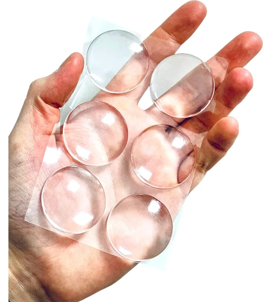 Butoir de porte transparent à picots Ø 40mm avec adhésif haute adhérence