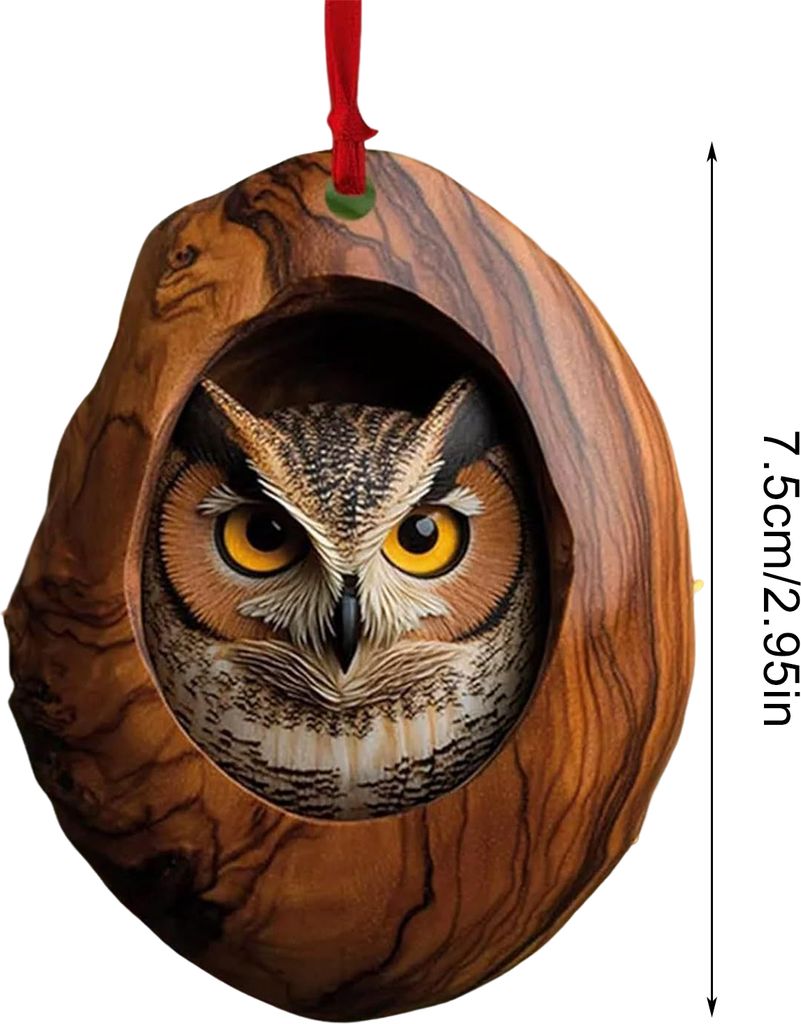 Tier-Anhänger, 2D-Acryl-Tier-Hängeornament, Tier im Baumloch, Weihnachtsbaum-Dekoration für Wohnzimmer, Schlafzimmer, Gartendekoration