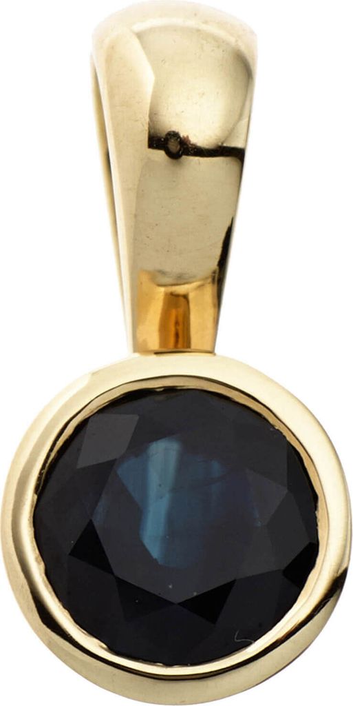 Kleiner Anhänger Safir Saphir blau 333 Gold Gelbgold Saphiranhänger schlicht