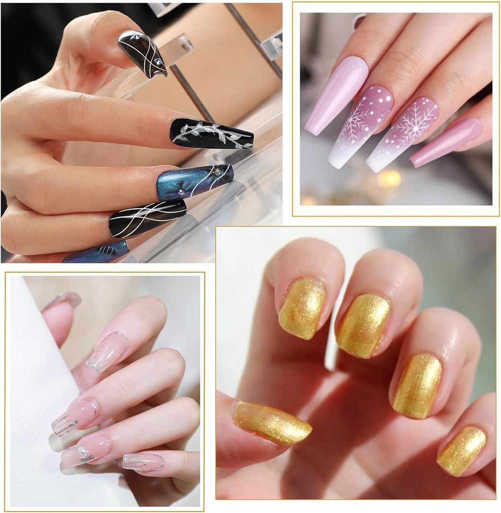 Gel Liner Nail Art Set - 3 Farben Gold Silber Weiß Lackierte Nagellack - Soak Off UV Lack für Frauen Home DIY Salon Maniküre Geschenke 8ML