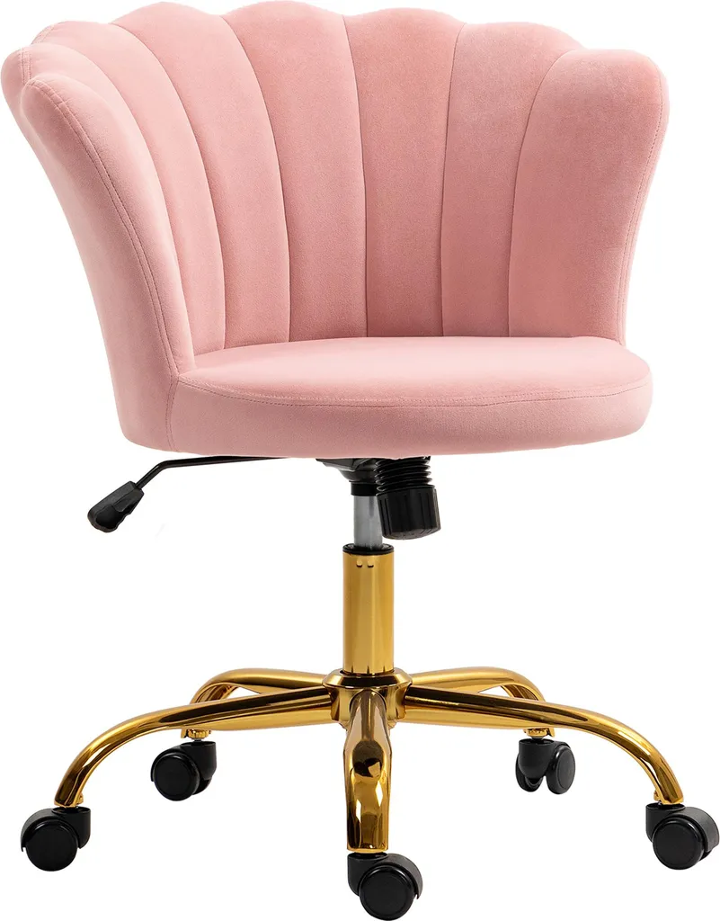 Chaise de Coiffeuse Rose Velours pour Chambre et Bureau de Travail