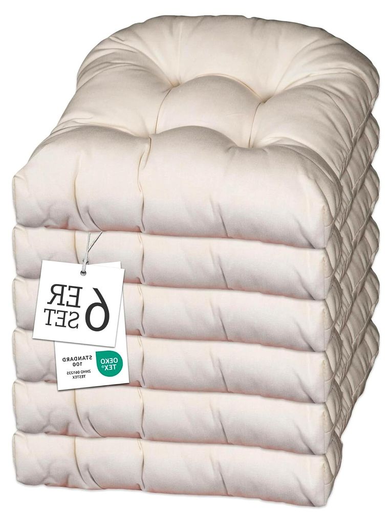 Sitzkissen 40x40 Halbrund 6er Set EU | Bequemes, 10 cm Dickes Stuhlkissen Waschbar | Geeignet für Innen- und Außenbereich Dank Ausbleich-Schutz ...