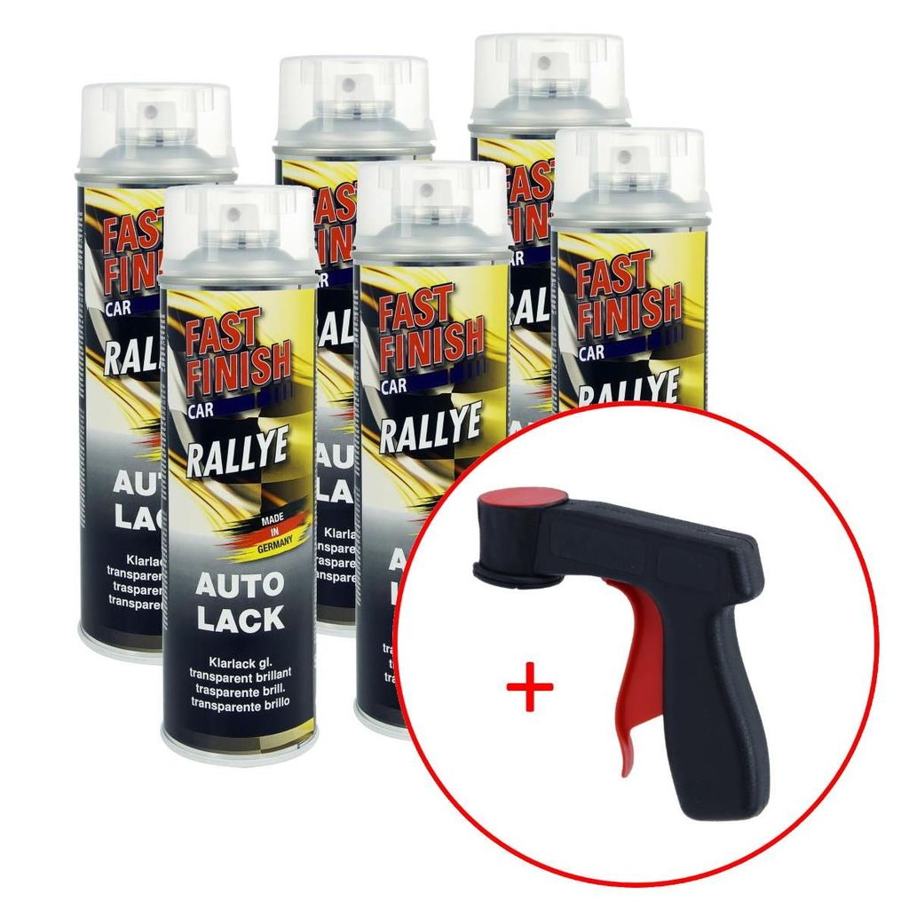 FastFinish Fast Finish Rallye Klarlack glänzend 6x 500 ml. + 1 Spraydosen Handgriff