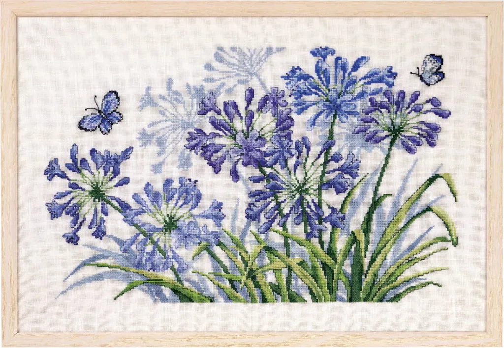 Permin Kit Broderie Point de Croix Fleurs d'amour Lin 56x39cm 70-6535