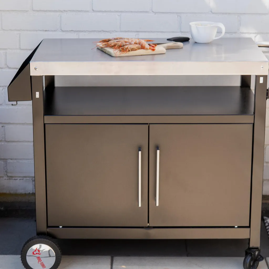 Table de Barbecue avec Grand Plan de Travail Argent et Noir BBQ-Toro