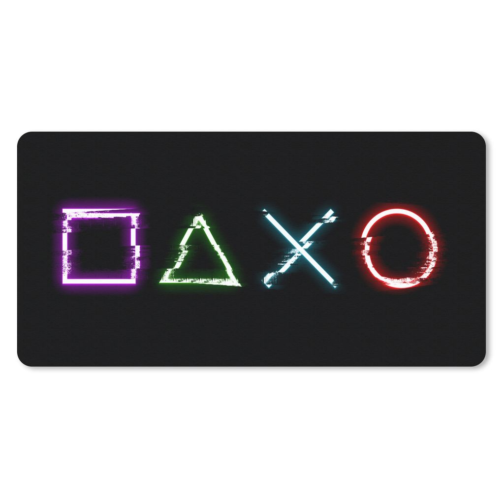 MuchoWow Gaming Schreibtischunterlage Spiele - Controller - Neon 80x40 cm - XXL Mauspad - Gaming Mauspad