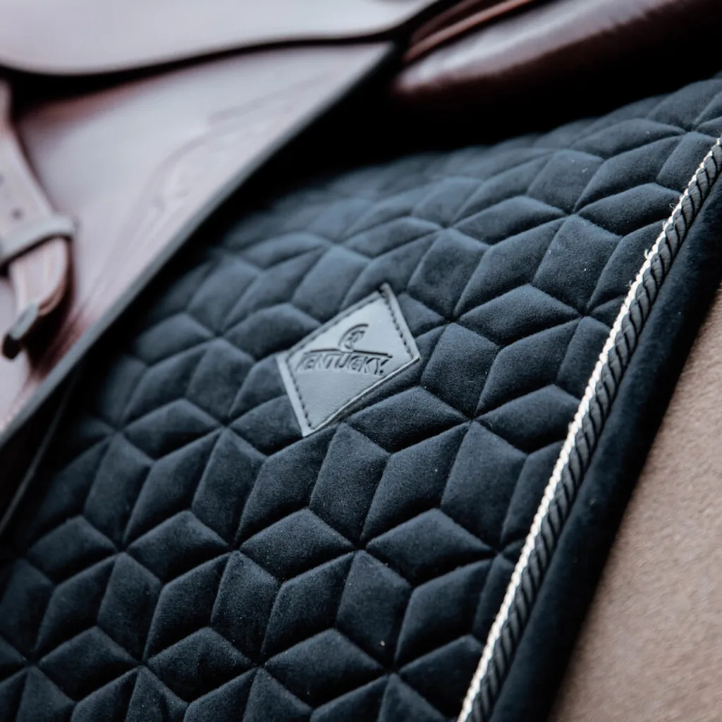 Tapis de Selle Noir Kentucky Velvet Basic avec Matelassage Étoiles - 3