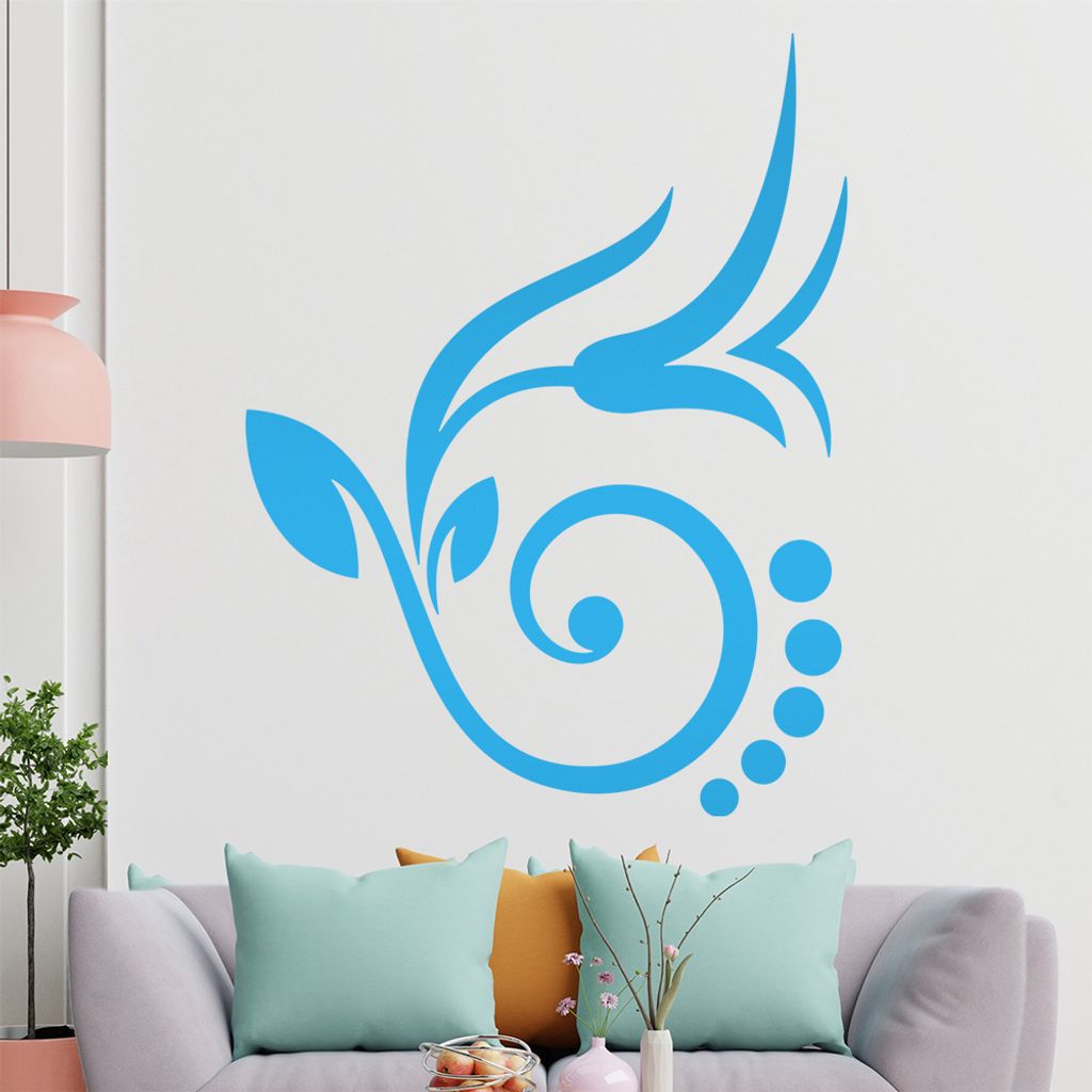 Blume - Linien Punkte Wandtattoo in 6 Größen - Wandaufkleber Wall Sticker - Dekoration, Küche, Wohnzimmer, Schlafzimmer, Badezimmer