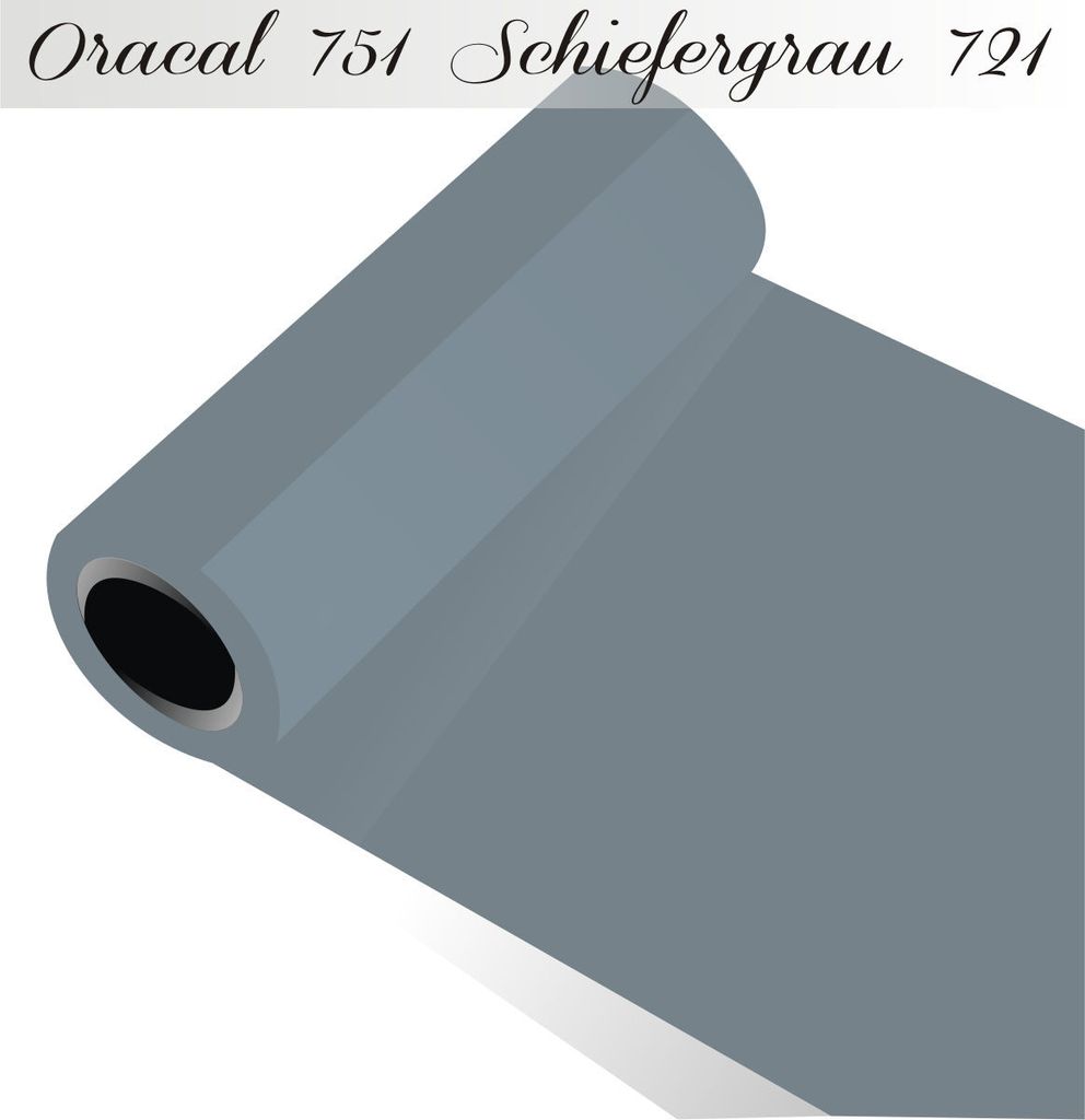Oracal 751 - Orafol Folie 5m (Laufmeter) freie Farbwahl 118 glänzende Farben - glanz in 4 Größen, 100 cm Folienhöhe schiefergrau - 721