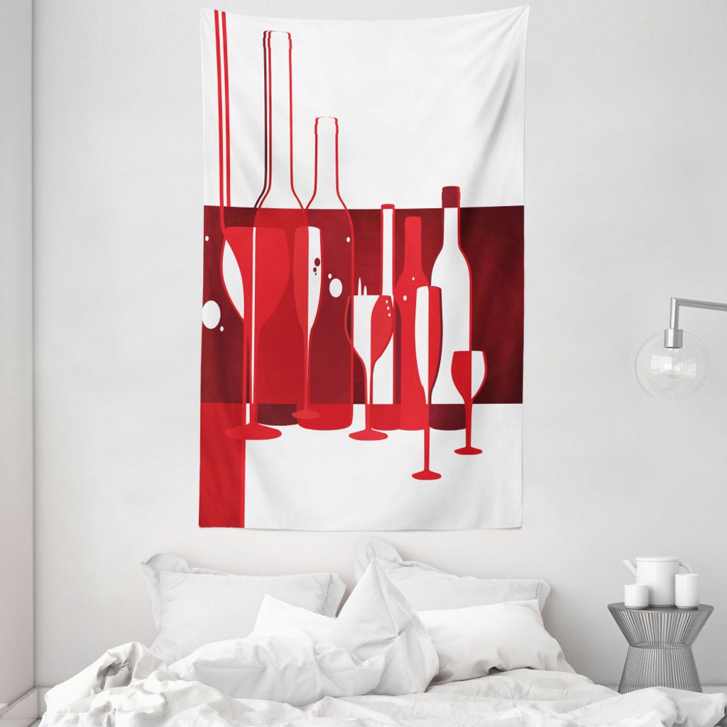 ABAKUHAUS Wein Wandteppich und Tagesdecke, moderne Zusammenfassung aus Weiches Mikrofaser Stoff Waschbar ohne Verblassen Digitaldruck, 140 x 230 cm...