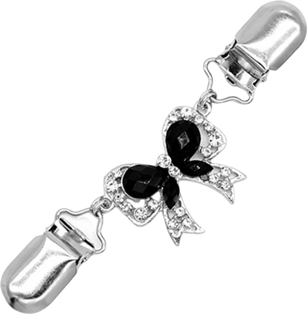 Frauen Ente Clip Brosche Faux Perle Strass Dekor Bogen Form Anti-Rutsch Kragen Dekoration Brosche Prom Party Kleidung Schmuck