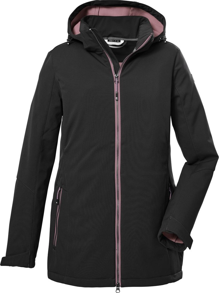 Killtec Softshelljacke Damen mit 10.000mm Wassersäule, Farbe:Schwarz, Größe:44