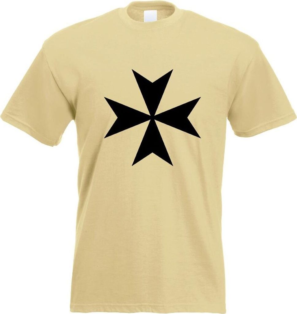 Kiwistar - T-Shirt - Khaki - Malteserkreuz Motiv Bedruckt Funshirt Design Print - mit Motiv Bedruckt - Funshirt Design - Sport - Freizeit - Herren ...