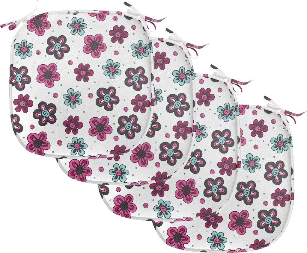 Coussin Décoratif Imperméable à Sangles 40x40 cm Lot de 4 Fleurs Fille