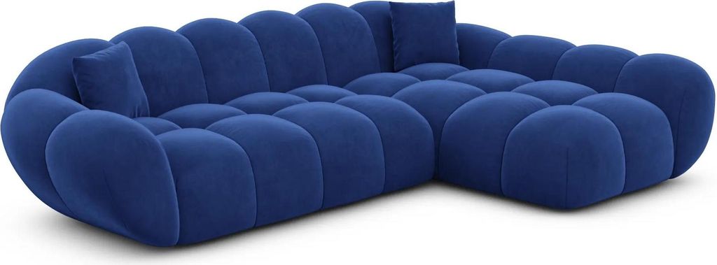 Samtstoff L-Form Sofa Liva Königsblau Rechts