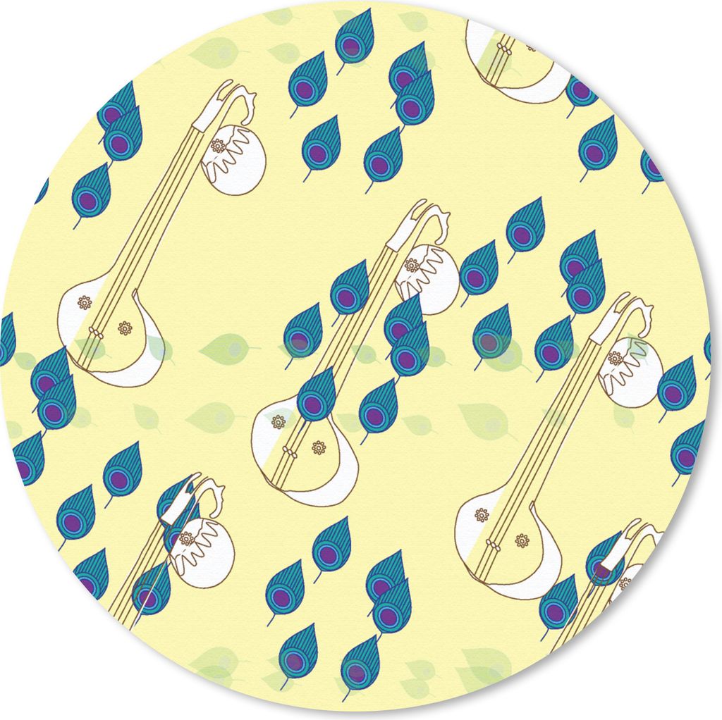 MuchoWow Mauspad Mousepad Instrumente - Indien - Muster - Blätter 30x30 cm - Mousepads - Maus Mat - Pad - Mausunterlage - Tischunterlage - Schre...