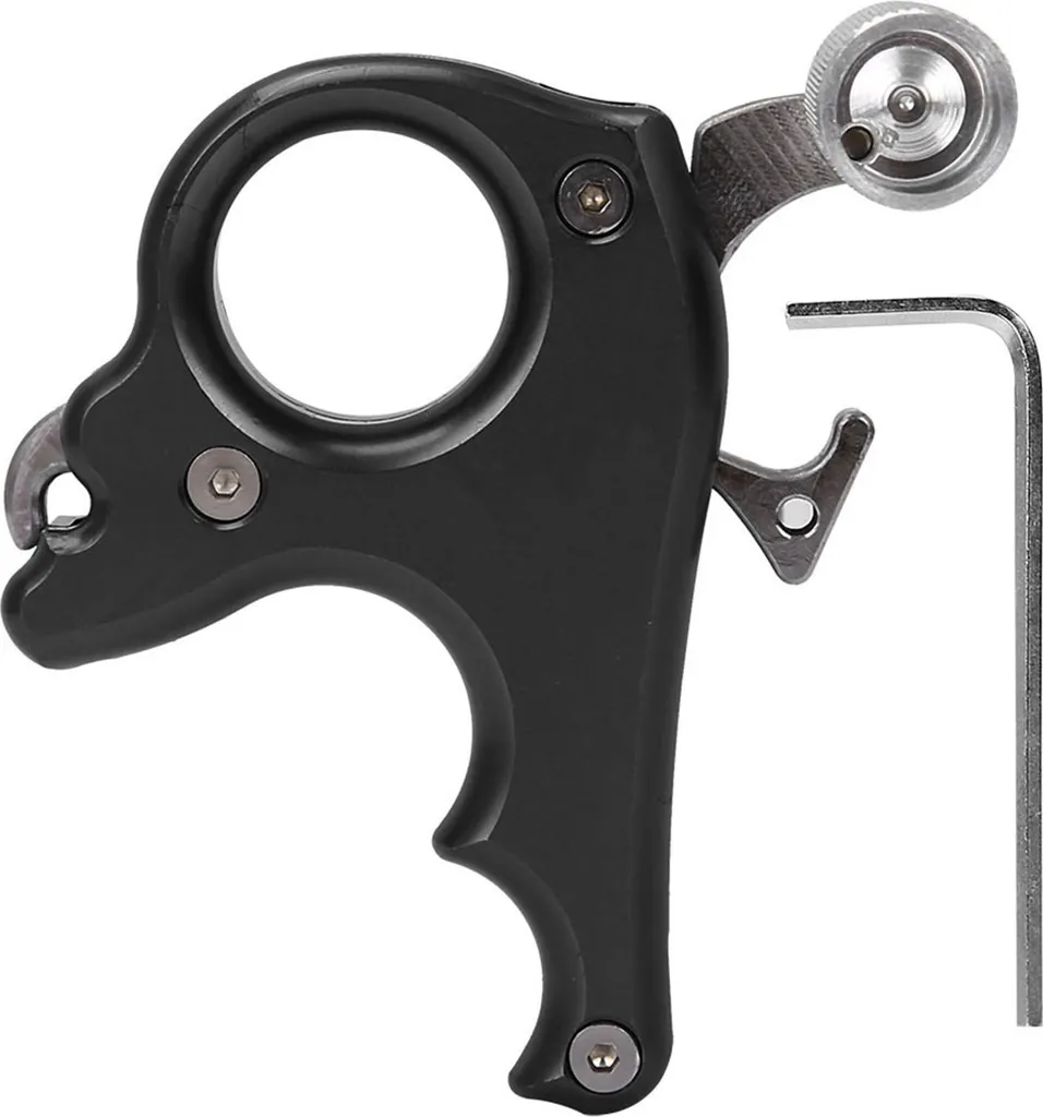 Ausili per il rilascio dell'arco, impugnatura a 3 dita, grilletto a sella per pollice per accessori per archi compound (nero)