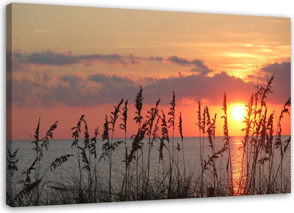 Leinwandbild sonnenuntergang meereslandschaft 60x40 cm Feeby rosa wandbild bereit zum aufhängen