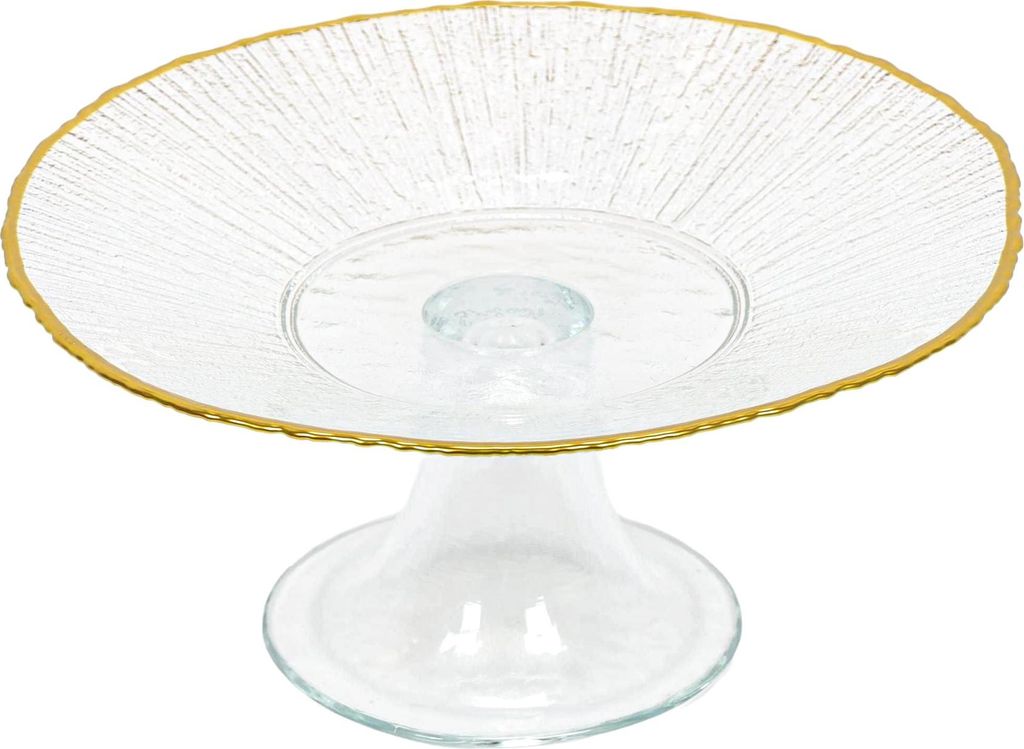 Alzata In Vetro Per Torta 33 Cm – Verde, Piatto Rotondo Con Bordo Rialzato, Piedistallo, Elegante E Regalo - 6