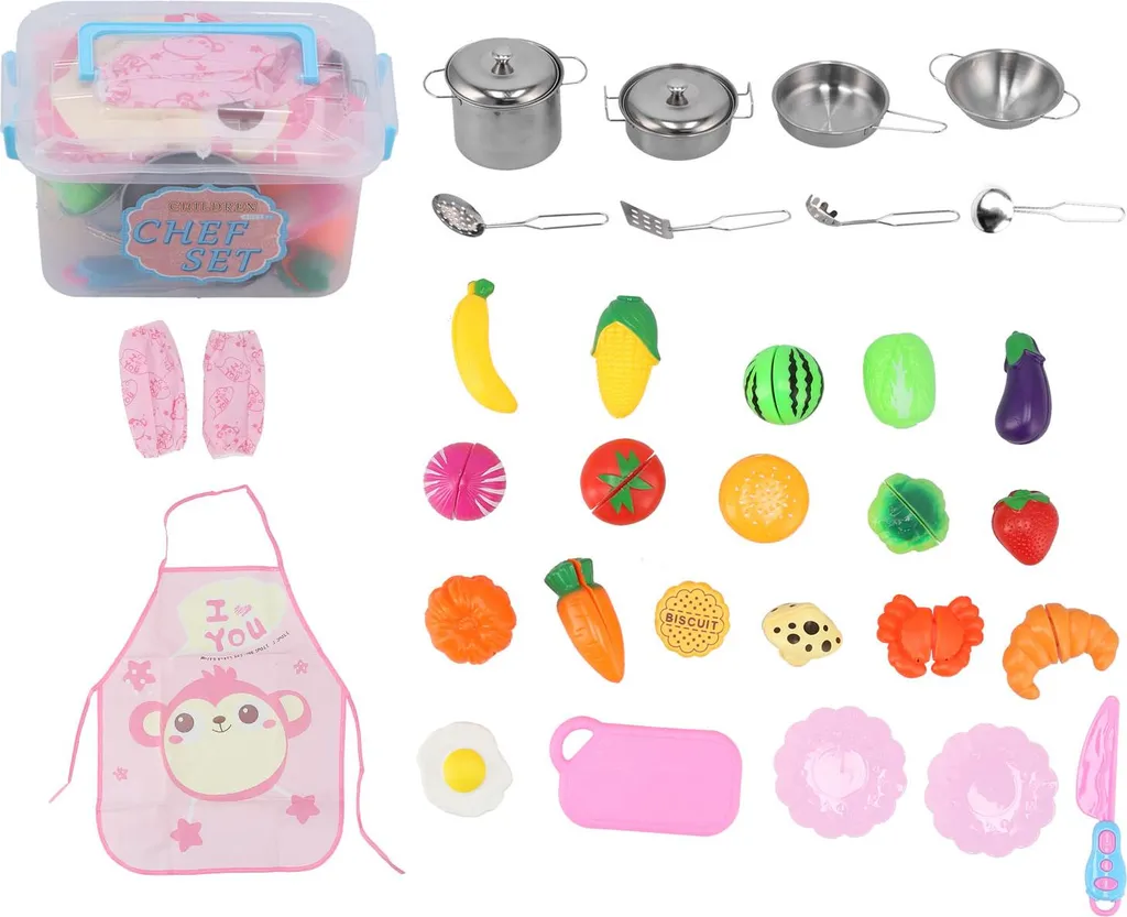 Set d'ustensiles de cuisine jouet en inox pour petit chef de 3 à 8 ans