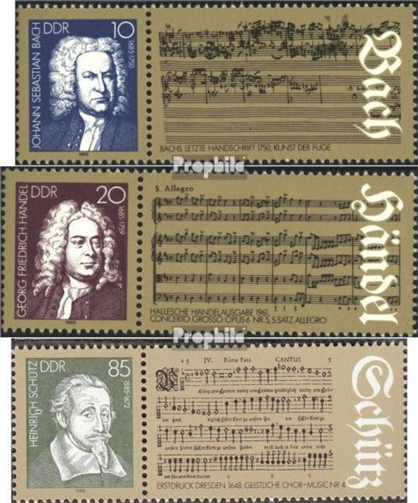 Briefmarken DDR 1985 Mi 2931Zf-2933Zf (kompl.Ausgabe) Produktbild 