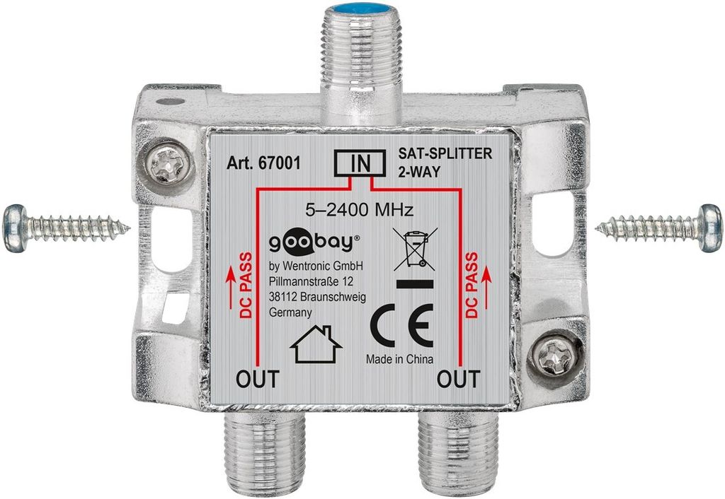 Sat-Verteiler 2-fach5-2450 MHz - digital-taugl Produktbild 3