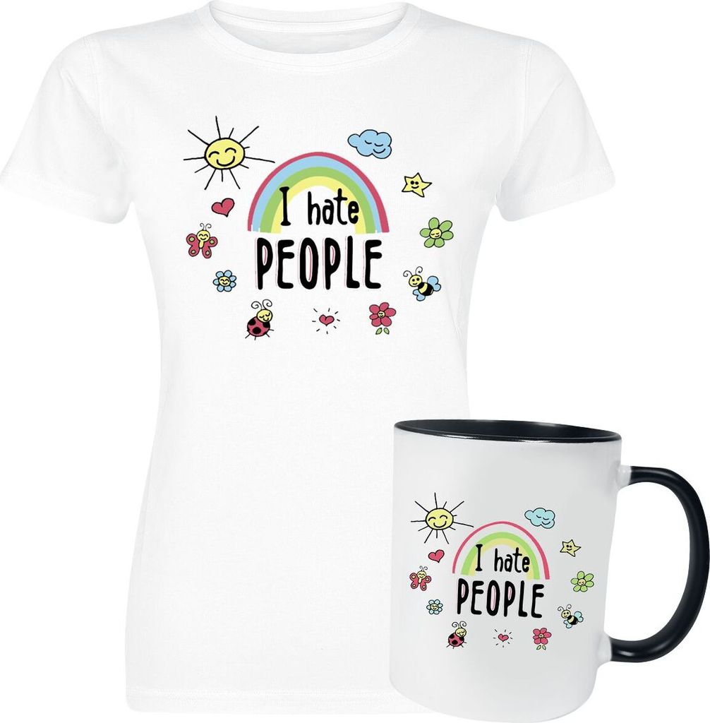 Sprüche T-Shirt Damen Geschenkbox - Geschenkset - I Hate People weiß XXL