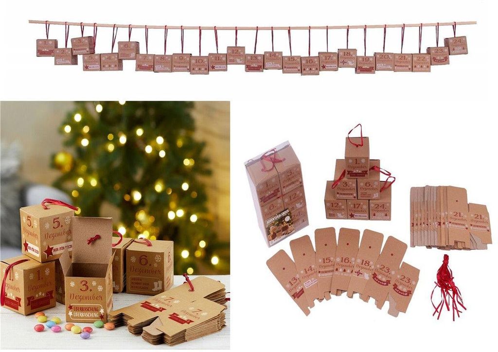 Adventskalender 03 Bastelset 24 tlg. Boxen Würfel 6x6 cm Produktbild 