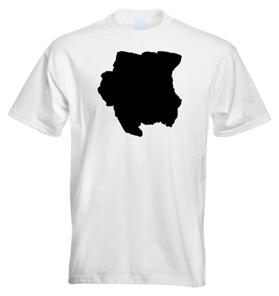 Kiwistar - T-Shirt - Weiss - Suriname Umriss Kontur Herren Funshirt Bedruckt Design Sprüche Spruch Motive - mit Motiv Bedruckt - Funshirt Design -...