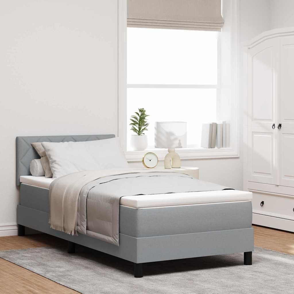 Maison Exclusive - Boxspringbett mit Matratze mit LED Hellgrau 90 x 190 cm Stoff