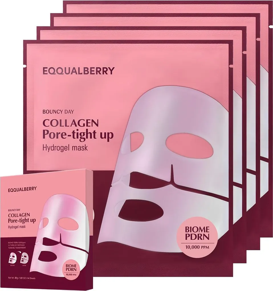 Masque Visage Hydratant Collagène EQQUALBERRY 4x30g Routine Beauté