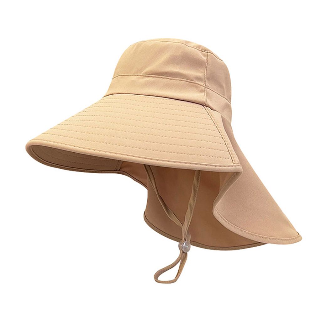 Damen Fischerhut UV-Schutz Breite Krempe Sonnenhüte mit Nackenschutz, Farbe: Khaki