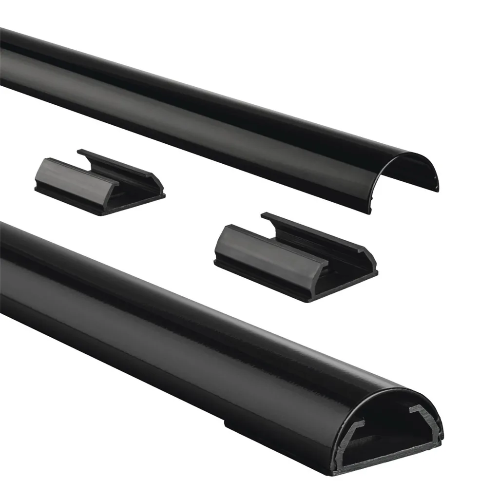 Goulotte cache-câbles Aluminium Noir 50x15 - Profilé Mi-arrondi 2m