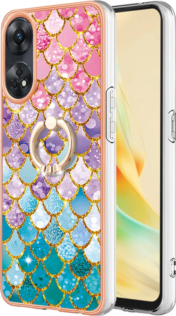 Custodia Protettiva Oppo Reno8 T 4G Silicone Morbido Fantasia e Anello