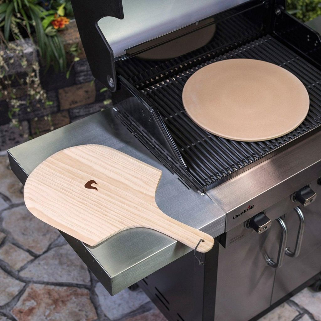 Char-Broil Pizzastein Kit, Pizzastein, Beige, Holz, Keramik, Holz, Char-Broil, Rund, 38 cm